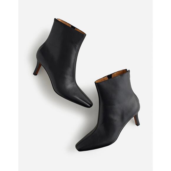 Madewell The Dimes Stiletto Heel Ankle Boot In Leather True Black - 9M - Picture 1 of 4
